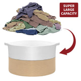 Vinsani Hand-Woven Cotton Rope Laundry Basket, 56 x 35.5cm – Foldable Storage Hamper with Handles