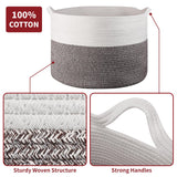VINSANI Hand-Woven Cotton Rope Laundry Basket, 56 x 35.5cm – Foldable Storage Basket, White & Natural