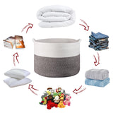 VINSANI Hand-Woven Cotton Rope Laundry Basket, 56 x 35.5cm – Foldable Storage Basket, White & Natural