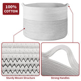 Vinsani Hand-Woven Cotton Rope Laundry Basket, 56 x 35.5cm – Foldable Storage Hamper with Handles