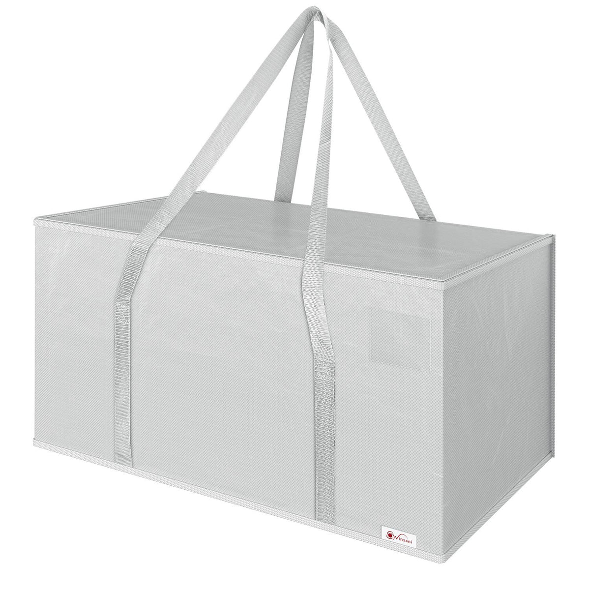 VINSANI 2 Pack Large Moving & Storage Bags with Reinforced Handles & Zip Closure – Reusable, Grey