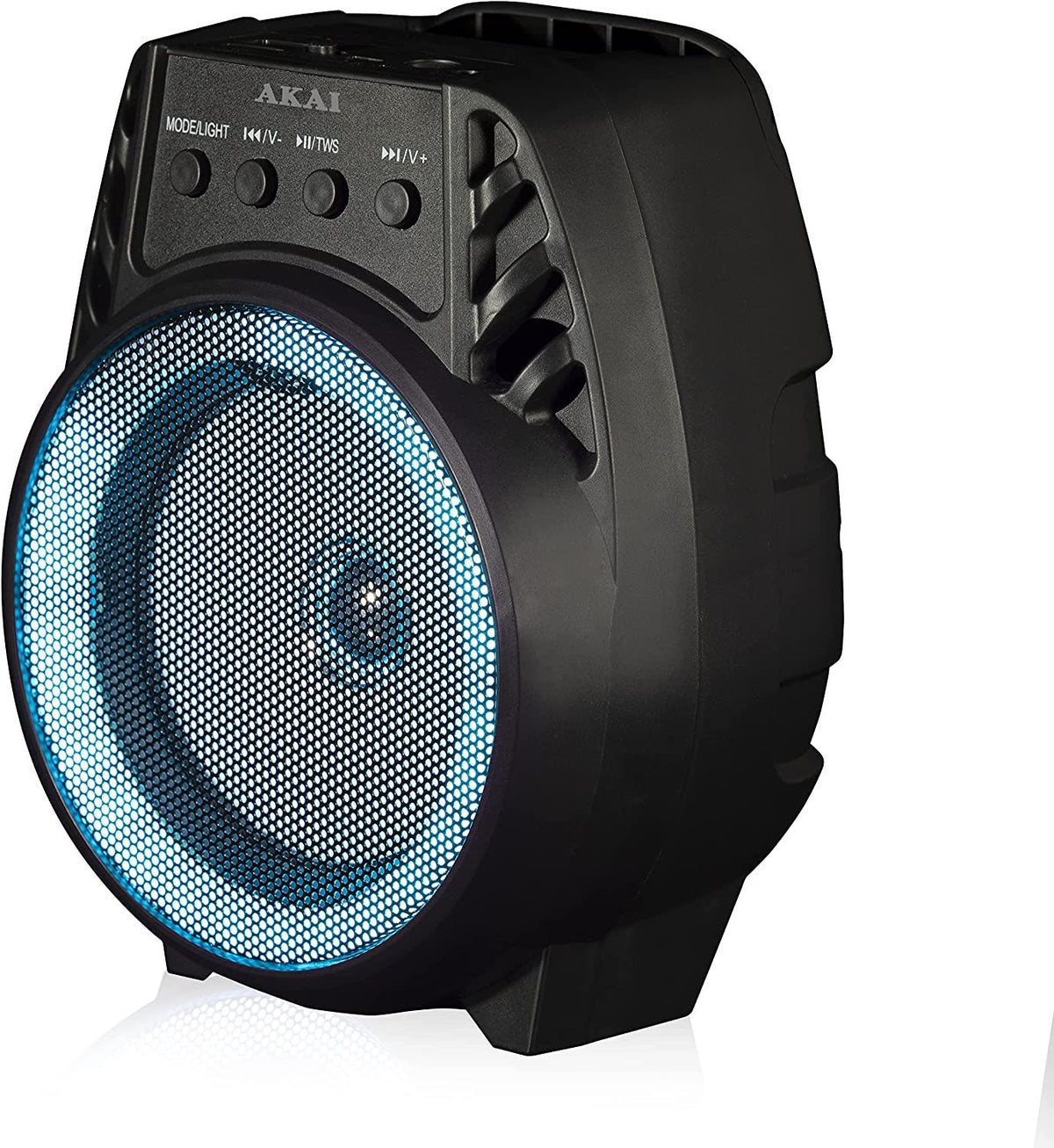 AKAI Vibes 4" LED Bluetooth Party Speaker – Portable Wireless 5W Speaker with Colourful Lights, Black