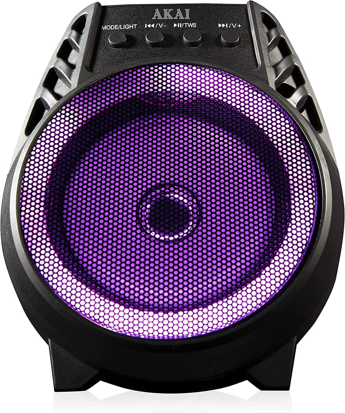 AKAI Vibes 4" LED Bluetooth Party Speaker – Portable Wireless 5W Speaker with Colourful Lights, Black