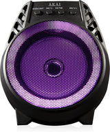 AKAI Vibes 4" LED Bluetooth Party Speaker – Portable Wireless 5W Speaker with Colourful Lights, Black
