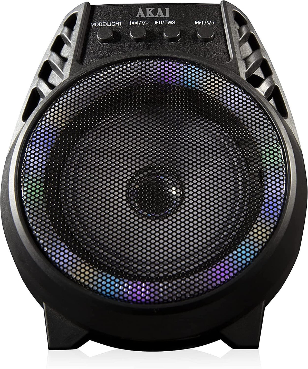 AKAI Vibes 4" LED Bluetooth Party Speaker – Portable Wireless 5W Speaker with Colourful Lights, Black