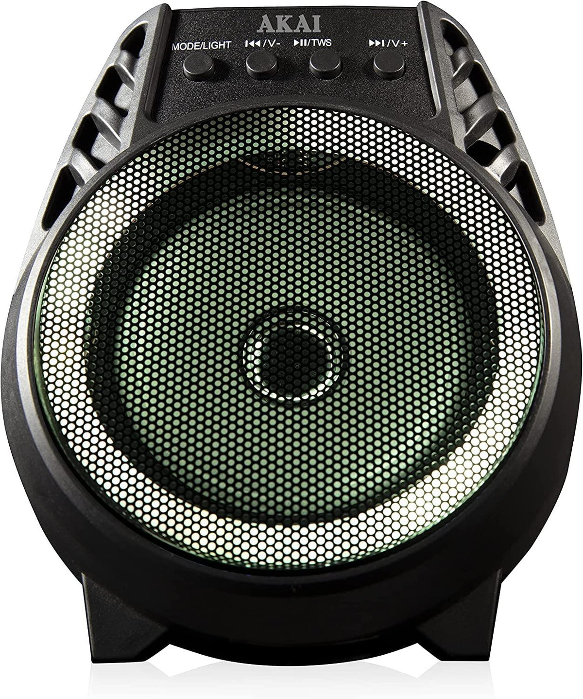 AKAI Vibes 4" LED Bluetooth Party Speaker – Portable Wireless 5W Speaker with Colourful Lights, Black
