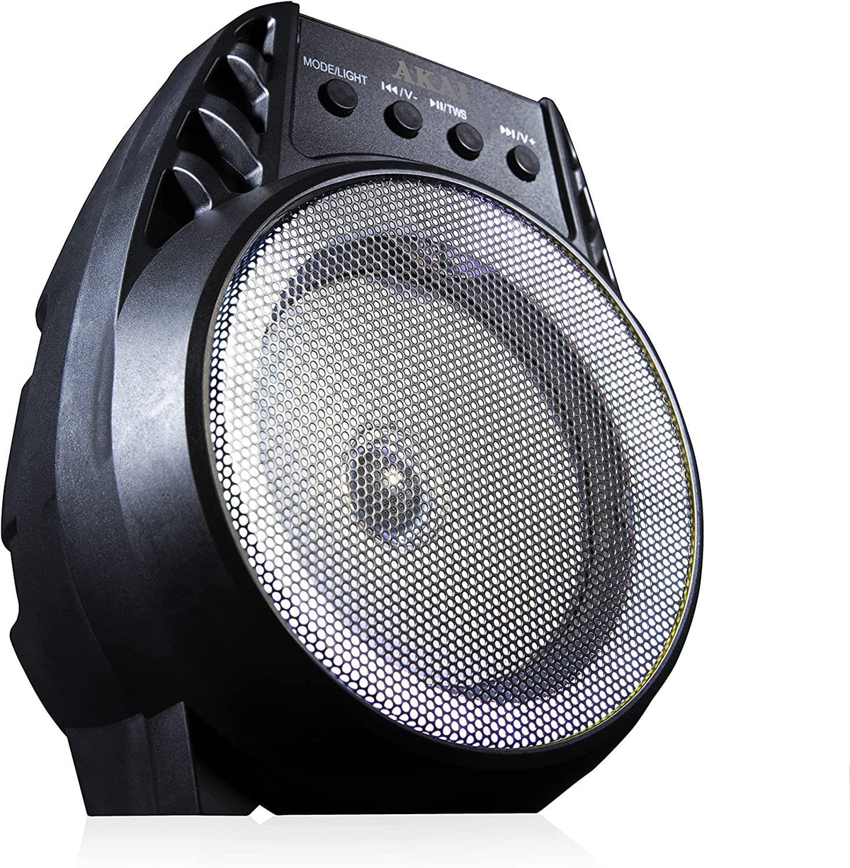 AKAI Vibes 4" LED Bluetooth Party Speaker – Portable Wireless 5W Speaker with Colourful Lights, Black