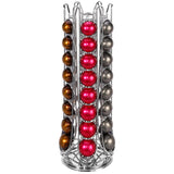 Vinsani 48 Pod Coffee Capsule Stand with 6 Wells – Organised Pod Holder with Clear Flavour Labels, Chrome