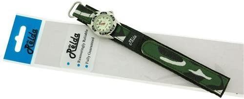 Relda Kids Nite-Glo Watch with Luminous Dial and Velcro Strap – Green Camouflage Army Design, REL64