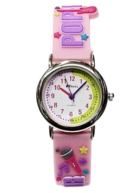 Ravel Girls 3D Cartoon Time Teacher Watch with Numbered Minute Track – Children's Silicone Strap Watch, Pop Star