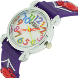 Relda Children's Analogue Watch with Spiders & Web Dial, Purple Silicone Strap – Quartz Kids Watch