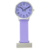 Ravel Nurses Fob Watch – Purple Silicone, 30mm Polished Silver Tone Case