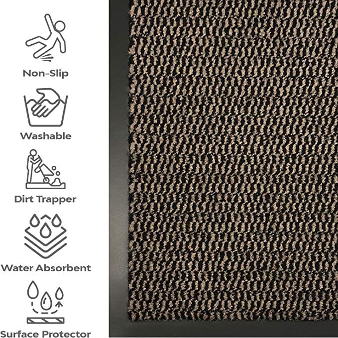 Heavy Duty Non-Slip Barrier Mat, 60 x 120 – Dirt and Moisture Absorbent Entrance Mat for High Footfall, Rust