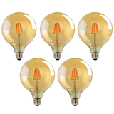 Ledsone 5 Pack E27 Dimmable LED Edison Bulbs, G125 Amber Glass – 8W Warm White 2700K Vintage Filament