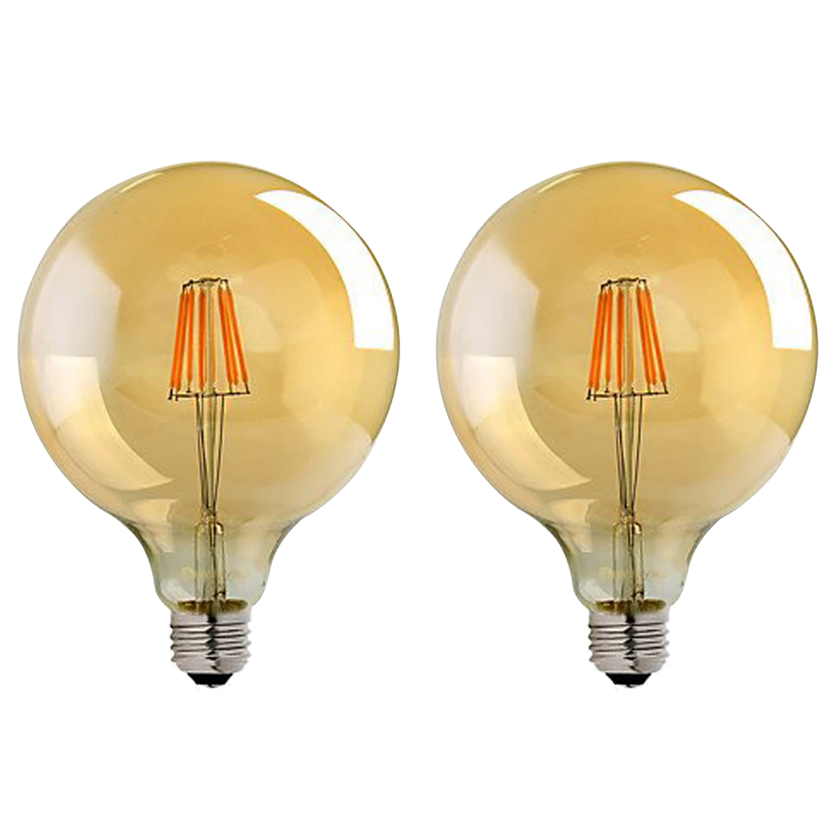 2 Pack E27 LED Edison Dimmable Filament Bulbs, 8W 800lm 2700K – Vintage Amber Glass, Warm White