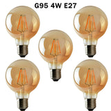 Ledsone 5-Pack E27 G95 Dimmable LED Edison Bulbs – Vintage Amber Glass Filament Lamps, 2700K Warm White