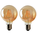Ledsone 2 Pack E27 G95 Vintage LED Edison Bulbs, 4W Dimmable Warm White 2700K – Amber Glass Filament Globe