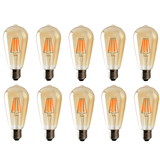 Ledsone 10 Pack ST64 Vintage Edison LED Bulbs, 6W E27 – Dimmable Amber Glass, Warm White 2700K
