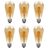 Ledsone 6 Pack E27 ST64 Vintage LED Edison Bulbs, 8W Dimmable Warm White 2700K – Amber Glass Filament