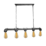 Ledsone Brushed Silver Waterpipe 5 Light Chandelier – Industrial Retro Ceiling Light for Living Room
