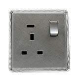 LEDSONE Screwless Flat Plate Light Switches and Sockets – 13A Double Wall Socket, 2 Way Switch, Brushed Chrome