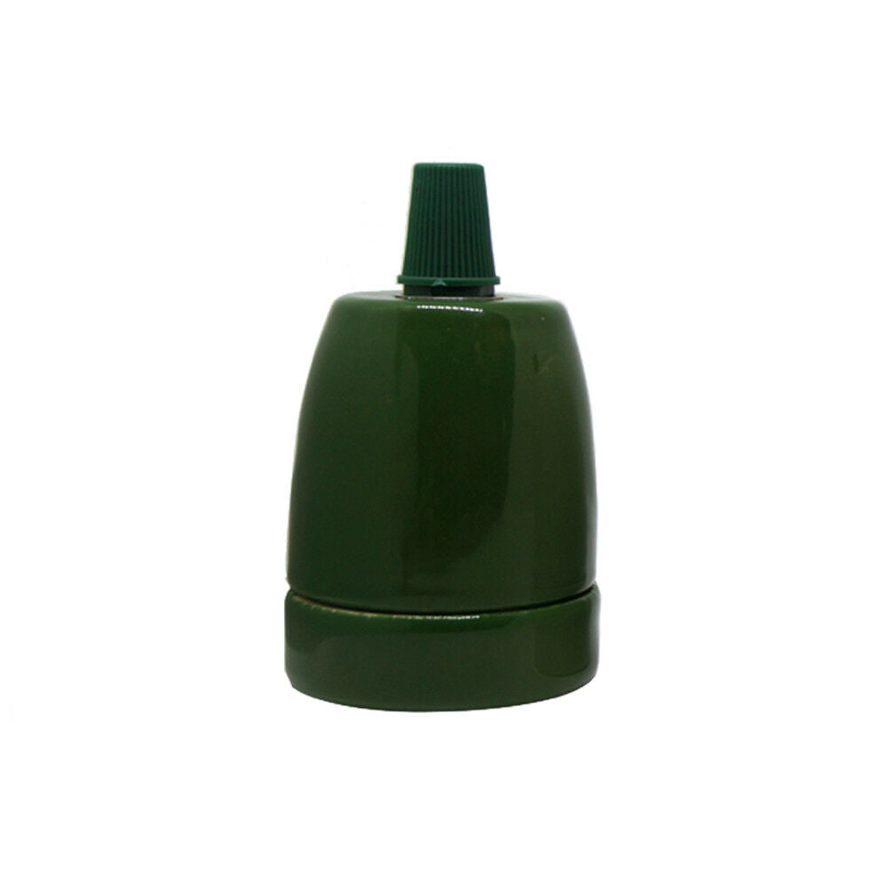 LEDSONE Vintage E27 Porcelain Lamp Holder with Cable Grip – Edison Retro Pendant DIY Accessory, Green