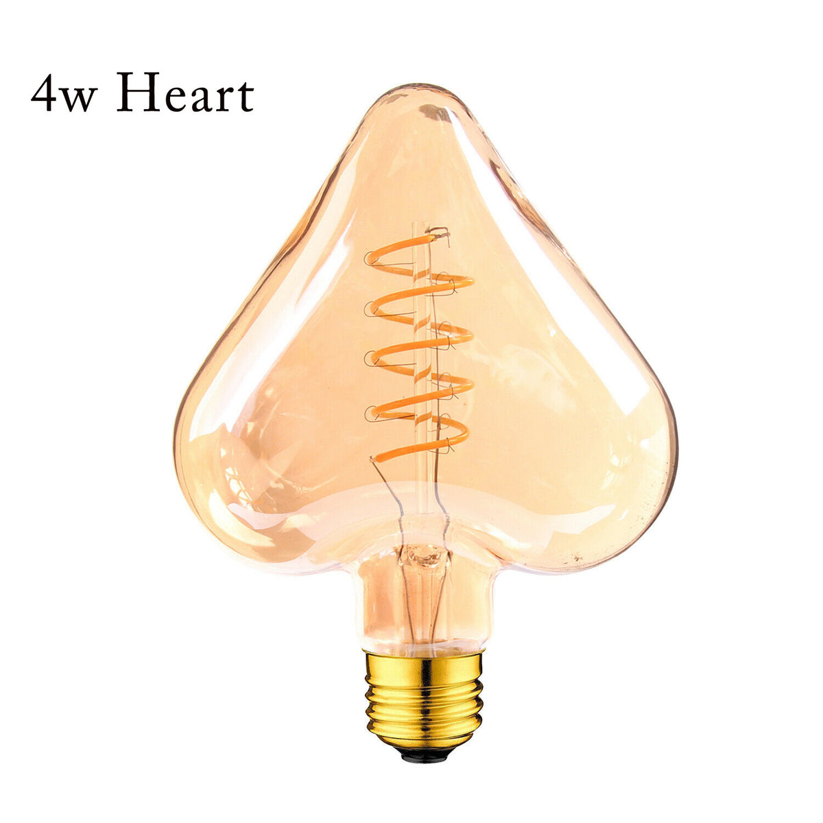 Ledsone 3 Pack E27 4W LED Heart-Shaped Filament Bulbs – Retro Warm White Glass Designer Light Bulbs
