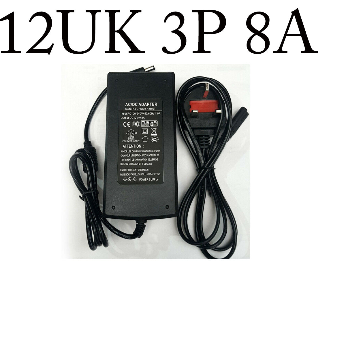 LEDSON Universal Power Adapter AC 100-240V to DC 12V – UK Plug Switching Power Supply for LED Strips