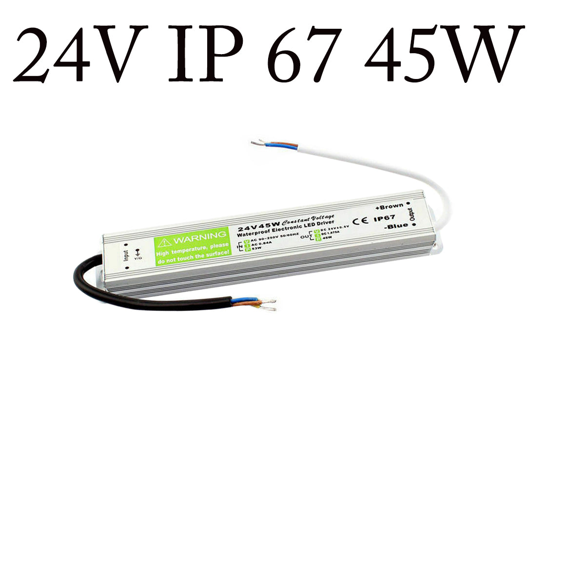 LEDSON 24V DC 45W Waterproof LED Driver with IP67 Protection – Constant Voltage Power Supply for LED Strips