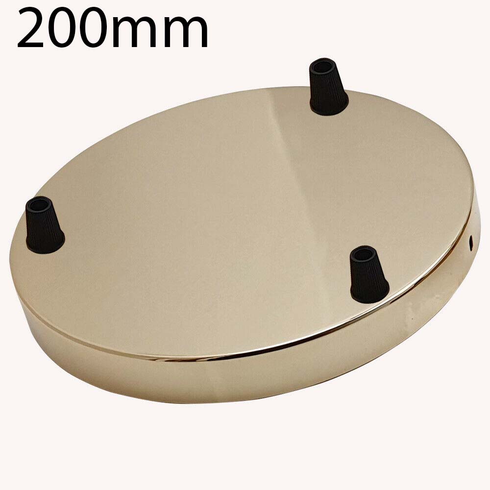 Multi-Outlet Ceiling Rose with 3-Way Outlet, 120mm Diameter – Metal Light Plate for Chandeliers, French Gold