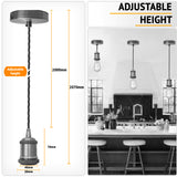 2m Black Twisted Cable Pendant Light Kit with E27 Shiny Black Holder – Vintage Single Drop Lamp Holder