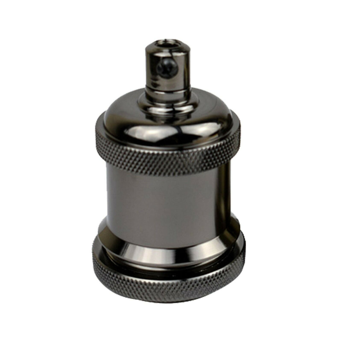 Black E27 Metal Lamp Holder for Vintage Edison Filament Bulbs – Aluminium Screw-On Bulb Socket, Antique Style