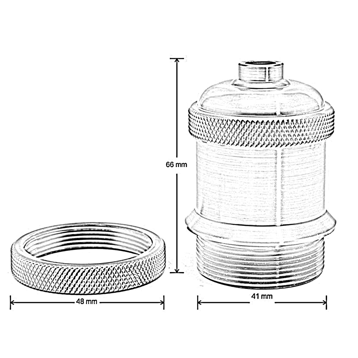 Black E27 Metal Lamp Holder for Vintage Edison Filament Bulbs – Aluminium Screw-On Bulb Socket, Antique Style