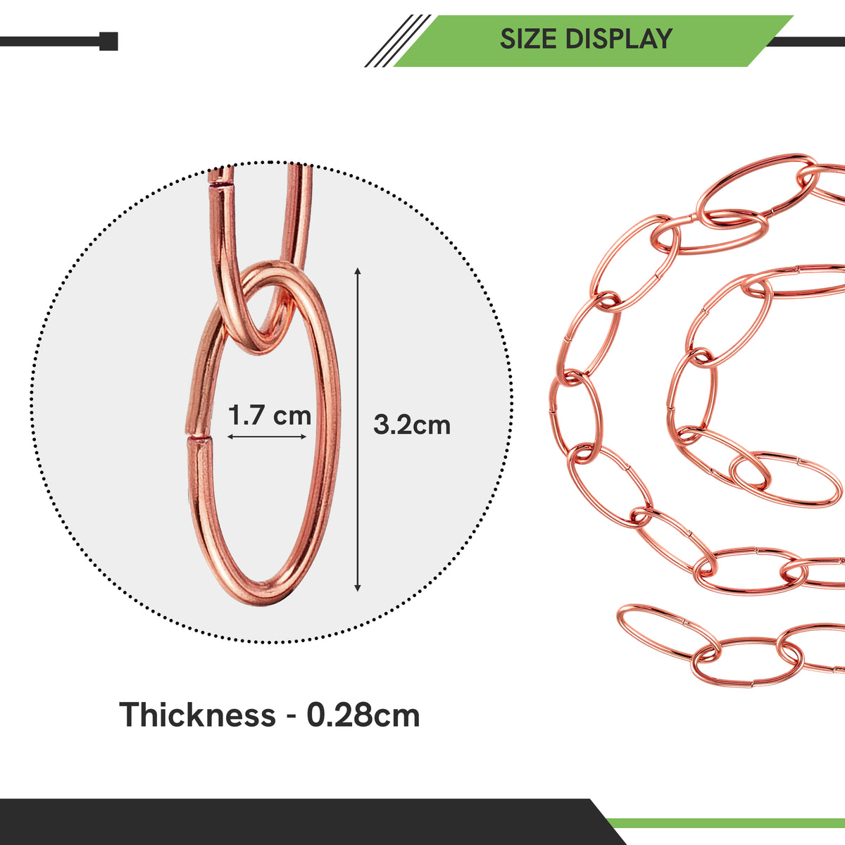 LEDSON Light Chain for Ceiling Pendant Lights & Chandeliers, 32mm x 17mm Openable Links – Sold per Metre