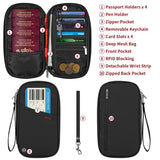 Vinsani Deluxe RFID Passport Holder with Card Slots & Zip Pocket – Travel Document Organiser, Black