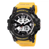 Ravel Ana-Digi Dual Time Sports Watch, 5ATM Water Resistant, Yellow PU Strap – RDT.2F