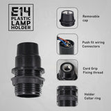 LEDSONE E14 Bulb Holder, Small Edison Screw SES Lamp Holder – Vintage Table Lamp Socket, Black