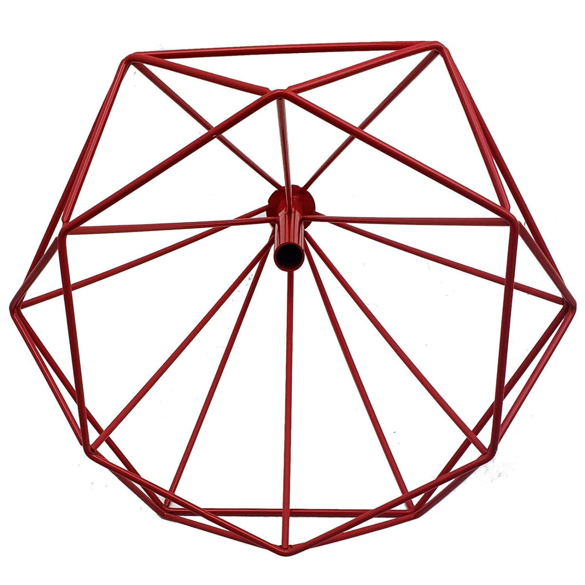 LEDSONE Retro Red Geometric Wire Cage Pendant Light Shade – Easy Fit Metal Ceiling Lighting, No Wiring