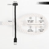 LEDSONE 1m Hemp Rope Ceiling Pendant Light with E27 Metal Base – Single Head Country Vintage Lamp
