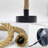 LEDSONE 1m Hemp Rope Ceiling Pendant Light with E27 Metal Base – Single Head Country Vintage Lamp