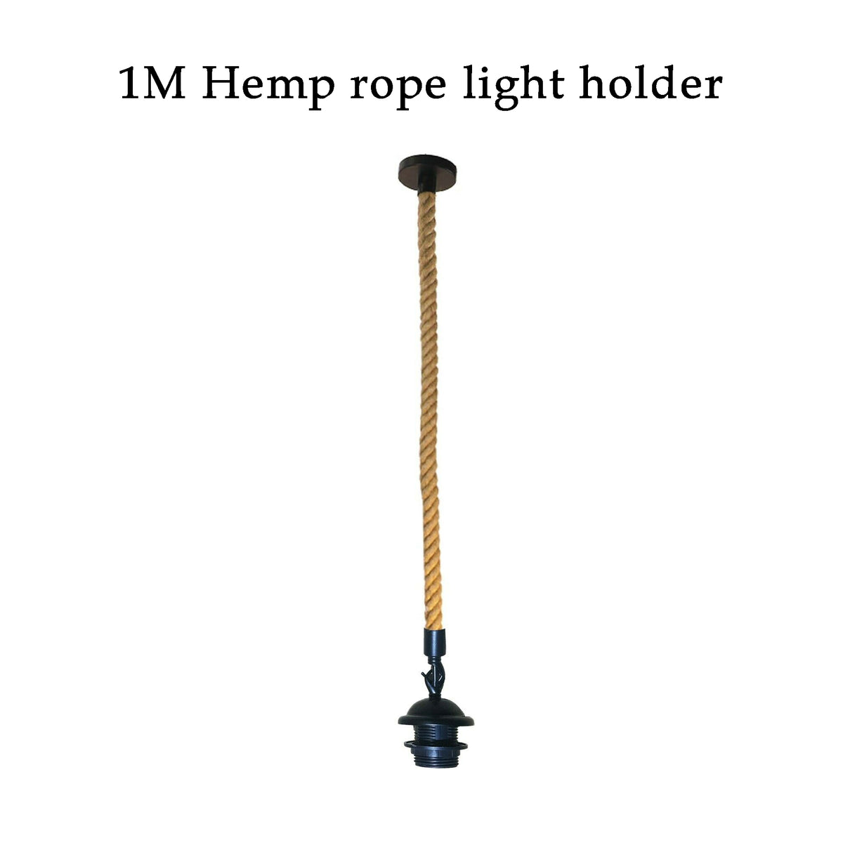 LEDSONE Vintage Pendant Light Fitting with E27 Lamp Holder & 95cm Hemp Cable – Dimmable Ceiling Hanging Light