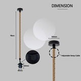 LEDSONE Vintage Pendant Light Fitting with E27 Lamp Holder & 95cm Hemp Cable – Dimmable Ceiling Hanging Light
