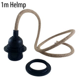 LEDSONE E27 Hemp Wire Pendant Light Kit with Stone Effect Ceiling Rose and Shade Collar – Vintage Lamp Holder
