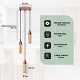 LEDSONE 3-Head Round Base Pendant Light with Rose Gold Wire Cages – Kitchen Island & Dining Room
