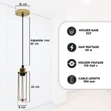 Single E27 Wire Cage Ceiling Pendant Light – Industrial Vintage Hanging Lamp, 95cm Adjustable Cord