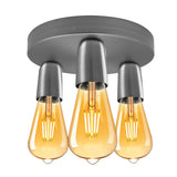 LEDSONE Satin Nickel Vintage 3-Way Semi Flush Ceiling Light with E27 Lamp Holders – Hallway, Bedroom & Kitchen