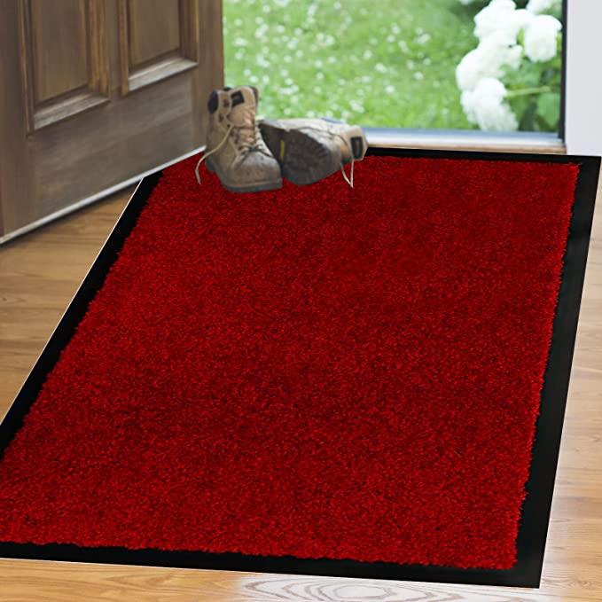 Arran Dirt-Trapping Barrier Mat, 120 x 180cm – Non-Slip Entrance Mat, Red