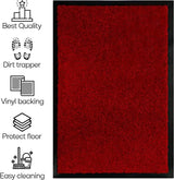 Arran Dirt-Trapping Barrier Mat, 120 x 180cm – Non-Slip Entrance Mat, Red