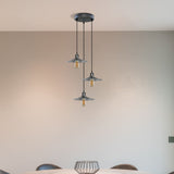 LEDSONE 3 Head Round Base Vintage Pendant Light, Brushed Brass Metal Shades – Kitchen Island & Dining Room
