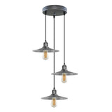 LEDSONE 3 Head Round Base Vintage Pendant Light, Brushed Brass Metal Shades – Kitchen Island & Dining Room